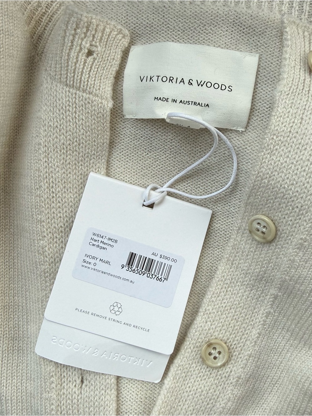 Viktoria & Woods Hart Merino Cardigan - Ivory Cream - Picture 6 of 6
